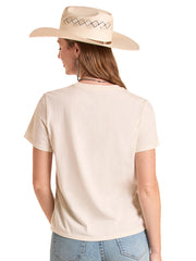 Rock & Roll Denim BW21T08891 Womens Western Graphic Tee Natural back view. If you need any assistance with this item or the purchase of this item please call us at five six one seven four eight eight eight zero one Monday through Saturday 10:00a.m EST to 8:00 p.m EST