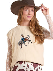 Rock & Roll Denim BW38T09351 Womens Western Embroidered Sweater Vest Natural front view. If you need any assistance with this item or the purchase of this item please call us at five six one seven four eight eight eight zero one Monday through Saturday 10:00a.m EST to 8:00 p.m EST
