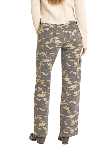 Rock & Roll Denim BW6HD07900 Womens Relaxed Cargo Flare Jean Camo back view. If you need any assistance with this item or the purchase of this item please call us at five six one seven four eight eight eight zero one Monday through Saturday 10:00a.m EST to 8:00 p.m EST
