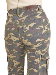 Rock & Roll Denim BW6HD07900 Womens Relaxed Cargo Flare Jean Camo back close up view. If you need any assistance with this item or the purchase of this item please call us at five six one seven four eight eight eight zero one Monday through Saturday 10:00a.m EST to 8:00 p.m EST