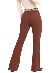 Rock & Roll Denim BW6PD04745 Womens Reversible Aztec Button Flare Pant Brown back view ogf brown side. If you need any assistance with this item or the purchase of this item please call us at five six one seven four eight eight eight zero one Monday through Saturday 10:00a.m EST to 8:00 p.m EST