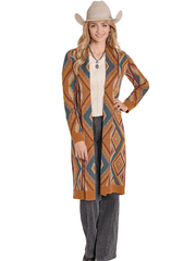 Rock & Roll Denim BW95T07771 Womens Aztec Duster Beige front view. If you need any assistance with this item or the purchase of this item please call us at five six one seven four eight eight eight zero one Monday through Saturday 10:00a.m EST to 8:00 p.m EST