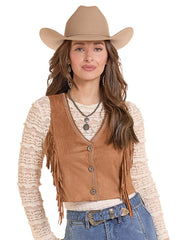 Rock & Roll Denim BW98T09979 Womens Embroidery Fringe Vest Copper front view. If you need any assistance with this item or the purchase of this item please call us at five six one seven four eight eight eight zero one Monday through Saturday 10:00a.m EST to 8:00 p.m EST
