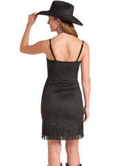 Rock & Roll Denim BWD0R09367 Womens Microsuede Buckle Dress Black back view. If you need any assistance with this item or the purchase of this item please call us at five six one seven four eight eight eight zero one Monday through Saturday 10:00a.m EST to 8:00 p.m EST