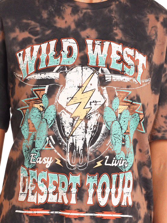 Rock & Roll Denim BWD1R04539 Womens Wild West TShirt Dress Tie Dye Black back view. If you need any assistance with this item or the purchase of this item please call us at five six one seven four eight eight eight zero one Monday through Saturday 10:00a.m EST to 8:00 p.m EST