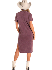 Rock & Roll Denim BWD1R04540 Womens Western Graphic Maxi Dress Purple back view. If you need any assistance with this item or the purchase of this item please call us at five six one seven four eight eight eight zero one Monday through Saturday 10:00a.m EST to 8:00 p.m EST