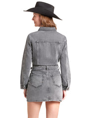 Rock & Roll Denim BWD2D09778 Womens Buckle Long Sleeve Dress Charcoal back view. If you need any assistance with this item or the purchase of this item please call us at five six one seven four eight eight eight zero one Monday through Saturday 10:00a.m EST to 8:00 p.m EST
