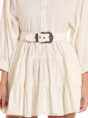 Panhandle BWD2R08776 Womens Adjustable Belt Mini Dress Natural close up. If you need any assistance with this item or the purchase of this item please call us at five six one seven four eight eight eight zero one Monday through Saturday 10:00a.m EST to 8:00 p.m EST