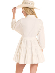Panhandle BWD2R08776 Womens Adjustable Belt Mini Dress Natural back view. If you need any assistance with this item or the purchase of this item please call us at five six one seven four eight eight eight zero one Monday through Saturday 10:00a.m EST to 8:00 p.m EST