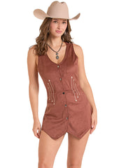 Rock & Roll Denim BWR2J09249 Womens Microsuede Arrow Roper Brass front view. If you need any assistance with this item or the purchase of this item please call us at five six one seven four eight eight eight zero one Monday through Saturday 10:00a.m EST to 8:00 p.m EST
