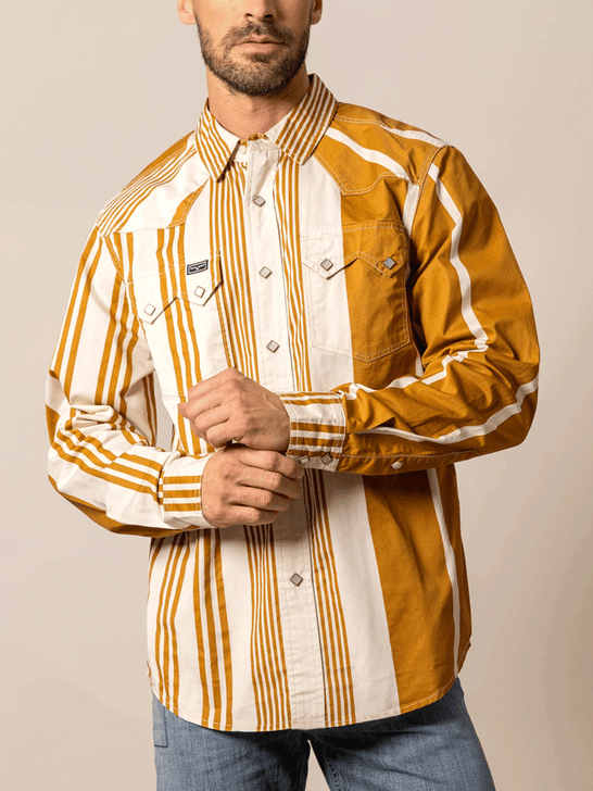 Kimes Ranch BANDIT Mens Long Sleeve Western Shirt WW Brown front view. If you need any assistance with this item or the purchase of this item please call us at five six one seven four eight eight eight zero one Monday through Saturday 10:00a.m EST to 8:00 p.m EST