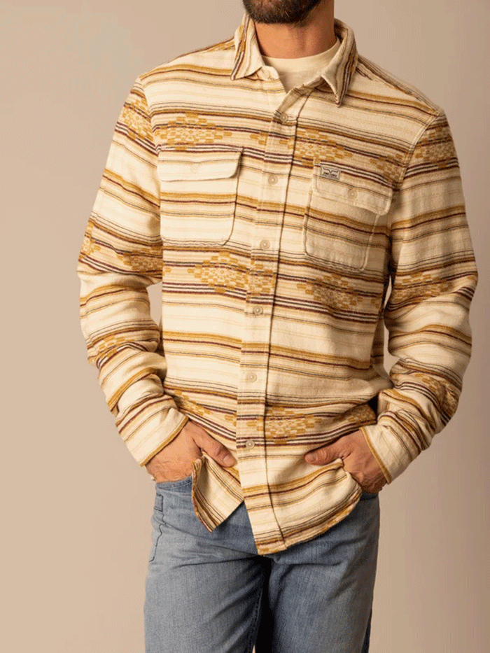 Kimes Ranch BISBEE Mens Long Sleeve Western Shirt Natural side view. If you need any assistance with this item or the purchase of this item please call us at five six one seven four eight eight eight zero one Monday through Saturday 10:00a.m EST to 8:00 p.m EST