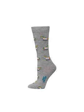 Boot Doctor 0421606 Ladies Crew Rainbow Unicorn Socks Grey front view. If you need any assistance with this item or the purchase of this item please call us at five six one seven four eight eight eight zero one Monday through Saturday 10:00a.m EST to 8:00 p.m EST