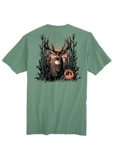 Local Boy Outfitters L1000657-LTG Mens Buck Maize Short Sleeve Tee Light Green back view. If you need any assistance with this item or the purchase of this item please call us at five six one seven four eight eight eight zero one Monday through Saturday 10:00a.m EST to 8:00 p.m EST