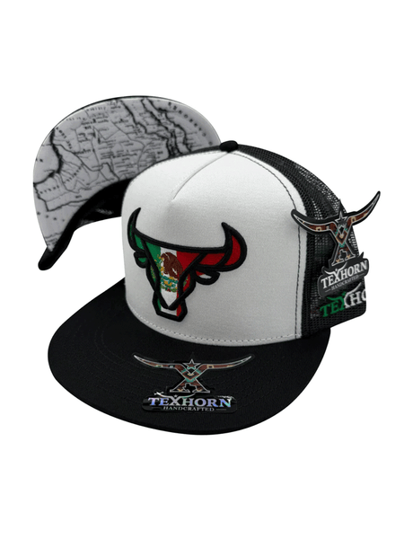 Texhorn CATTLE MX Trucker Cap Black side / front and brim view. If you need any assistance with this item or the purchase of this item please call us at five six one seven four eight eight eight zero one Monday through Saturday 10:00a.m EST to 8:00 p.m EST