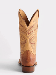 Lucchese CL1028.W8 Mens LANCE Smooth Ostrich Western Boots Barnwood back view. If you need any assistance with this item or the purchase of this item please call us at five six one seven four eight eight eight zero one Monday through Saturday 10:00a.m EST to 8:00 p.m EST