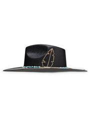 Charlie 1 Horse CSMDNT-343607 MIDNIGHT TOKER Straw Hat Black side view. If you need any assistance with this item or the purchase of this item please call us at five six one seven four eight eight eight zero one Monday through Saturday 10:00a.m EST to 8:00 p.m EST