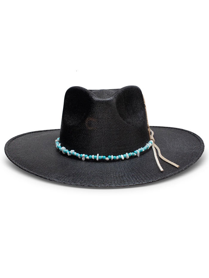 Charlie 1 Horse CSMDNT-343607 MIDNIGHT TOKER Straw Hat Black side / front view. If you need any assistance with this item or the purchase of this item please call us at five six one seven four eight eight eight zero one Monday through Saturday 10:00a.m EST to 8:00 p.m EST