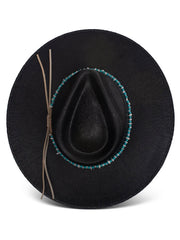 Charlie 1 Horse CSMDNT-343607 MIDNIGHT TOKER Straw Hat Black view from above. If you need any assistance with this item or the purchase of this item please call us at five six one seven four eight eight eight zero one Monday through Saturday 10:00a.m EST to 8:00 p.m EST