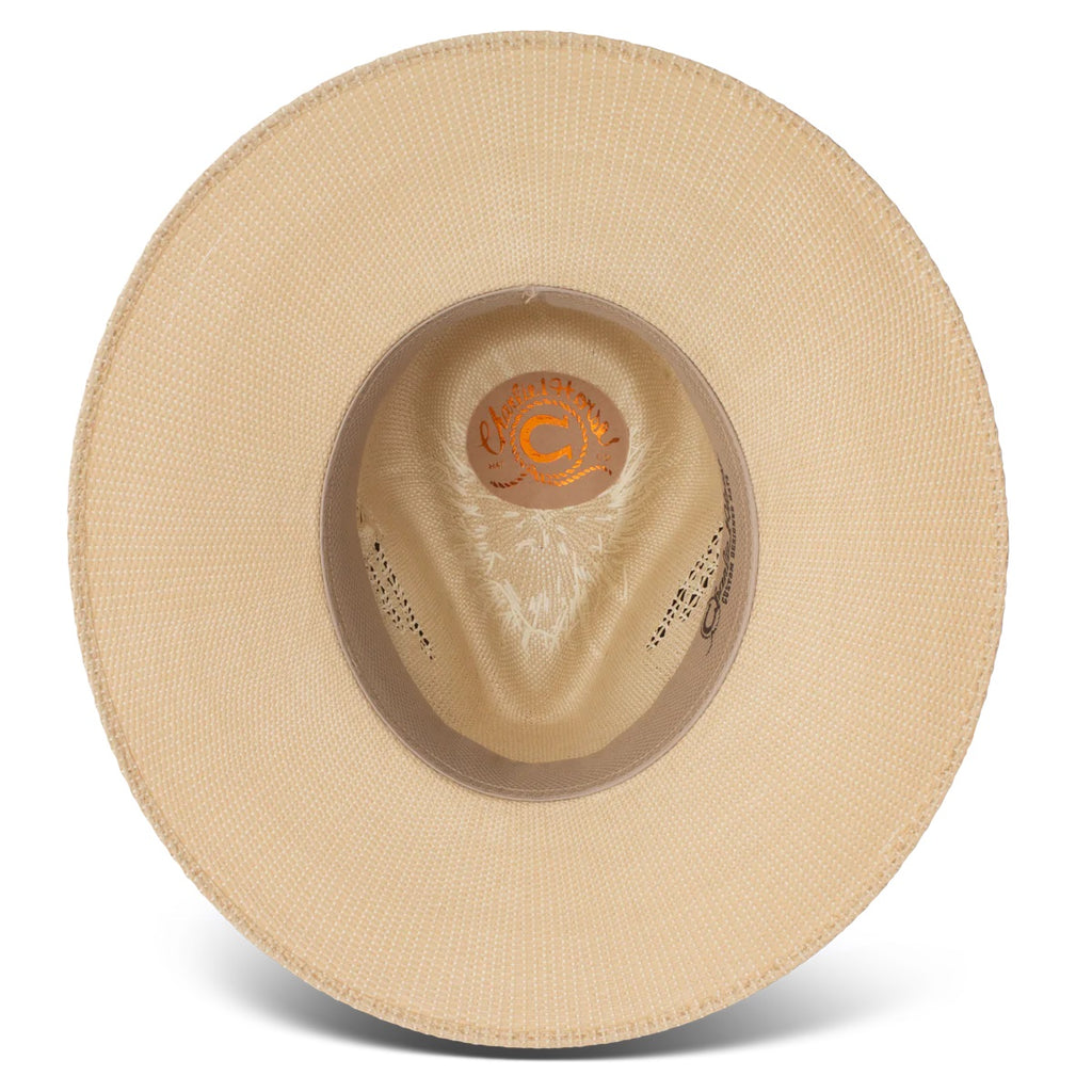 Charlie 1 Horse CSMXSH-343696S0 MEXICO SHORE Straw Hat Natural Tan side / front view. If you need any assistance with this item or the purchase of this item please call us at five six one seven four eight eight eight zero one Monday through Saturday 10:00a.m EST to 8:00 p.m EST