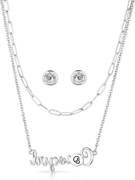Montana Silversmiths CSTJS5995 Womens Cowgirls Essentials Jewelry Set Silver back view. If you need any assistance with this item or the purchase of this item please call us at five six one seven four eight eight eight zero one Monday through Saturday 10:00a.m EST to 8:00 p.m EST