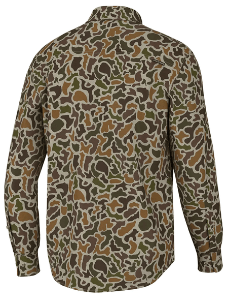 Local Boy Outfitters L1500032-LCV Mens Camo Buttom Up Shirt Localflage Vintage back view. If you need any assistance with this item or the purchase of this item please call us at five six one seven four eight eight eight zero one Monday through Saturday 10:00a.m EST to 8:00 p.m EST