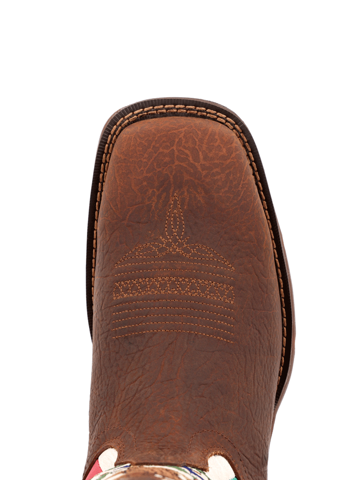 Durango DDB0430 Mens Rebel Mexico Flag Western Boot Sandy Brown front and side view. If you need any assistance with this item or the purchase of this item please call us at five six one seven four eight eight eight zero one Monday through Saturday 10:00a.m EST to 8:00 p.m EST