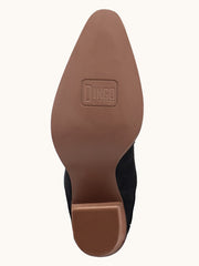 Dingo DI2357-BK Womens Star Power Suede Leather Bootie Black sole view. If you need any assistance with this item or the purchase of this item please call us at five six one seven four eight eight eight zero one Monday through Saturday 10:00a.m EST to 8:00 p.m EST