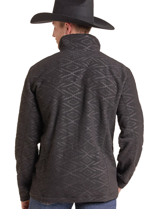 Panhandle DM91C09252 Mens Embossed Fleece Pullover Black