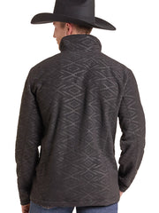 Panhandle DM91C09252 Mens Embossed Fleece Pullover Black
