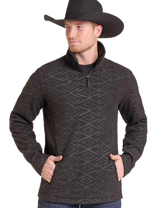 Panhandle DM91C09252 Mens Embossed Fleece Pullover Black