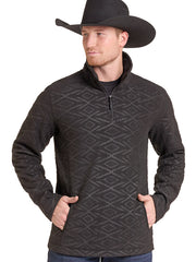 Panhandle DM91C09252 Mens Embossed Fleece Pullover Black