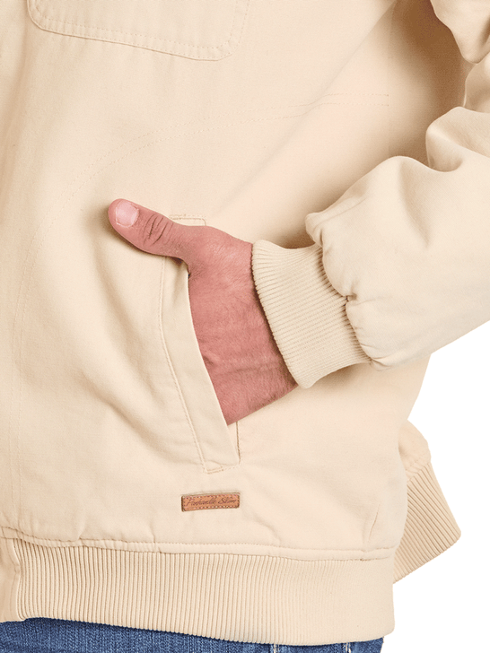Panhandle Slim DM92C06168 Mens Bomber Washed Canvas Jacket Natural side pocket. If you need any assistance with this item or the purchase of this item please call us at five six one seven four eight eight eight zero one Monday through Saturday 10:00a.m EST to 8:00 p.m EST
