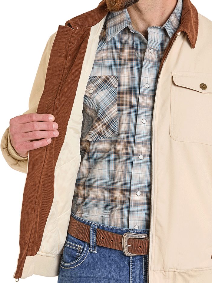 Panhandle Slim DM92C06168 Mens Bomber Washed Canvas Jacket Natural front view. If you need any assistance with this item or the purchase of this item please call us at five six one seven four eight eight eight zero one Monday through Saturday 10:00a.m EST to 8:00 p.m EST
