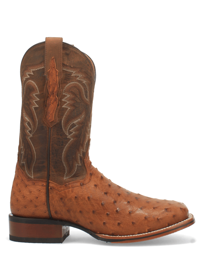 Dan Post DP4874 Mens ALAMOSA Ostrich Leather Square Toe Boot Bay Apache front and side view. If you need any assistance with this item or the purchase of this item please call us at five six one seven four eight eight eight zero one Monday through Saturday 10:00a.m EST to 8:00 p.m EST