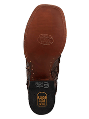 Dan Post DP5011 Mens RAYMOND Pirarucu Square Toe Boot Brown sole view. If you need any assistance with this item or the purchase of this item please call us at five six one seven four eight eight eight zero one Monday through Saturday 10:00a.m EST to 8:00 p.m EST