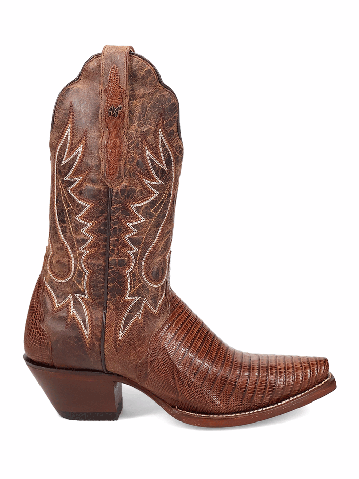 Dan Post DP5102 Womens CELINE Lizard Western Boots Chocolate front and side view. If you need any assistance with this item or the purchase of this item please call us at five six one seven four eight eight eight zero one Monday through Saturday 10:00a.m EST to 8:00 p.m EST
