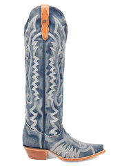 Dan Post DP5108 Womens DENIM DARLIN Snip Toe Boot Denim side view. If you need any assistance with this item or the purchase of this item please call us at five six one seven four eight eight eight zero one Monday through Saturday 10:00a.m EST to 8:00 p.m EST