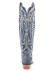 Dan Post DP5108 Womens DENIM DARLIN Snip Toe Boot Denim back view. If you need any assistance with this item or the purchase of this item please call us at five six one seven four eight eight eight zero one Monday through Saturday 10:00a.m EST to 8:00 p.m EST
