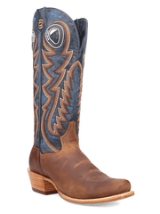 Dan Post DP5195 Mens BUCKY Leather Square Toe Boots Blue And Tan front and side view. If you need any assistance with this item or the purchase of this item please call us at five six one seven four eight eight eight zero one Monday through Saturday 10:00a.m EST to 8:00 p.m EST