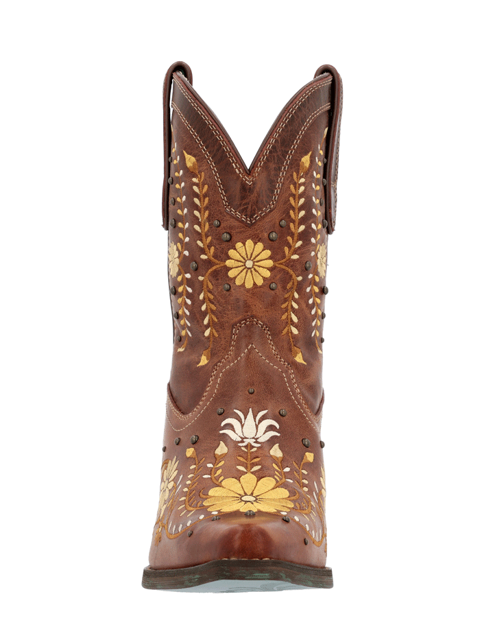 Durango DRD0439 Womens Crush Western Boot Golden Wildflower front and side view. If you need any assistance with this item or the purchase of this item please call us at five six one seven four eight eight eight zero one Monday through Saturday 10:00a.m EST to 8:00 p.m EST