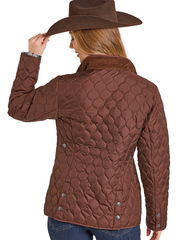 Panhandle DW92C06857-BR Womens Quilted Riding Jacket Brown back view. If you need any assistance with this item or the purchase of this item please call us at five six one seven four eight eight eight zero one Monday through Saturday 10:00a.m EST to 8:00 p.m EST
