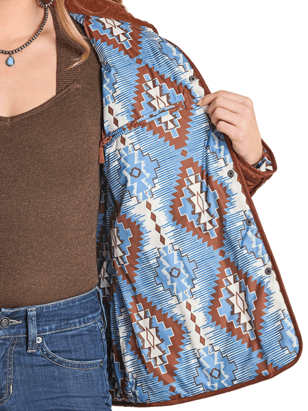 Panhandle DW92C06857-BR Womens Quilted Riding Jacket Brown inside view. If you need any assistance with this item or the purchase of this item please call us at five six one seven four eight eight eight zero one Monday through Saturday 10:00a.m EST to 8:00 p.m EST