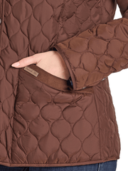 Panhandle DW92C06857-BR Womens Quilted Riding Jacket Brown front pocket view. If you need any assistance with this item or the purchase of this item please call us at five six one seven four eight eight eight zero one Monday through Saturday 10:00a.m EST to 8:00 p.m EST
