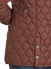 Panhandle DW92C06857-BR Womens Quilted Riding Jacket Brown back close up view detail. If you need any assistance with this item or the purchase of this item please call us at five six one seven four eight eight eight zero one Monday through Saturday 10:00a.m EST to 8:00 p.m EST