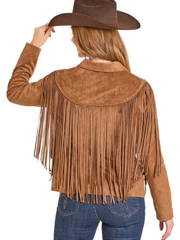 Panhandle DW92C06875 Womens Western Fringe Suede Jacket Copper Brown front view. If you need any assistance with this item or the purchase of this item please call us at five six one seven four eight eight eight zero one Monday through Saturday 10:00a.m EST to 8:00 p.m EST
