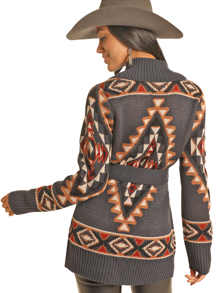 Panhandle DW95C04143 Womens Aztec Robe Cardigan Navy front. If you need any assistance with this item or the purchase of this item please call us at five six one seven four eight eight eight zero one Monday through Saturday 10:00a.m EST to 8:00 p.m EST

