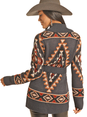 Panhandle DW95C04143 Womens Aztec Robe Cardigan Navy back. If you need any assistance with this item or the purchase of this item please call us at five six one seven four eight eight eight zero one Monday through Saturday 10:00a.m EST to 8:00 p.m EST

