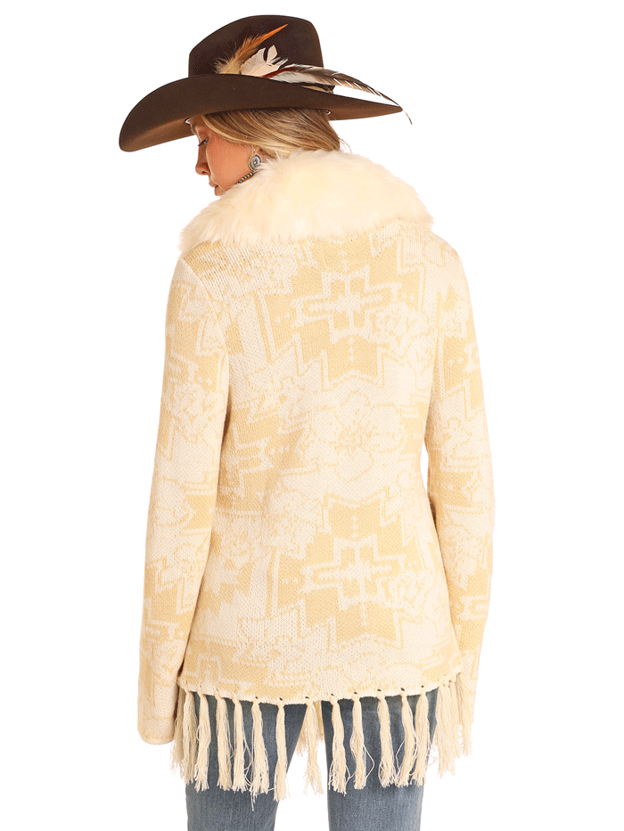 Panhandle DW95C04145 Womens Aztec Fringe Cardigan Natural front. If you need any assistance with this item or the purchase of this item please call us at five six one seven four eight eight eight zero one Monday through Saturday 10:00a.m EST to 8:00 p.m EST

