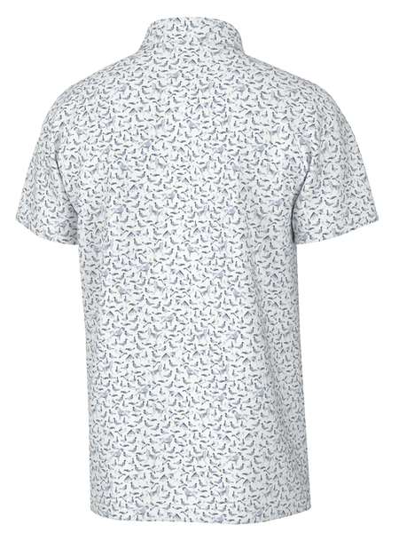 Local Boy Outfitters L1200043-WHT Mens Dirty Myrtle Polo Duck Dog White back view. If you need any assistance with this item or the purchase of this item please call us at five six one seven four eight eight eight zero one Monday through Saturday 10:00a.m EST to 8:00 p.m EST